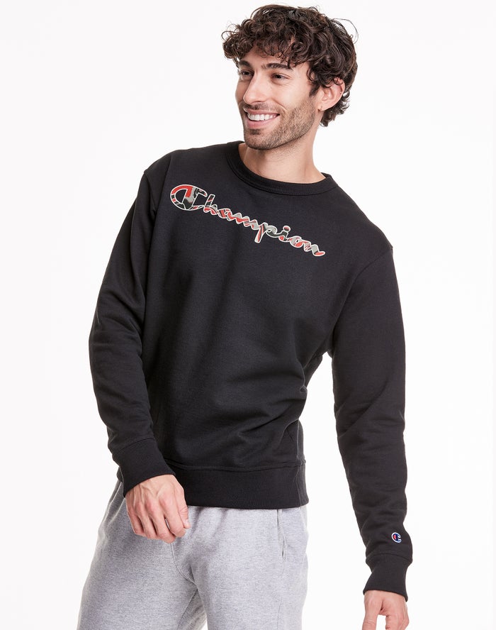 Champion Sweatshirt Heren - Zwart - Powerblend Fleece Crew Liquid Filled Script logo ( 724630-UIL )